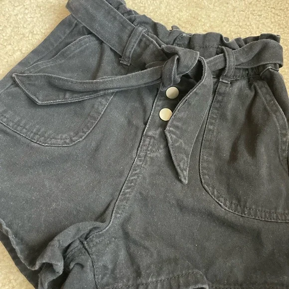 Chelsea & Violet High Waist Black Denim Shorts - Picture 2 of 5
